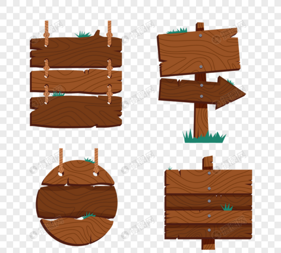 手绘木制路标牌指示牌图片