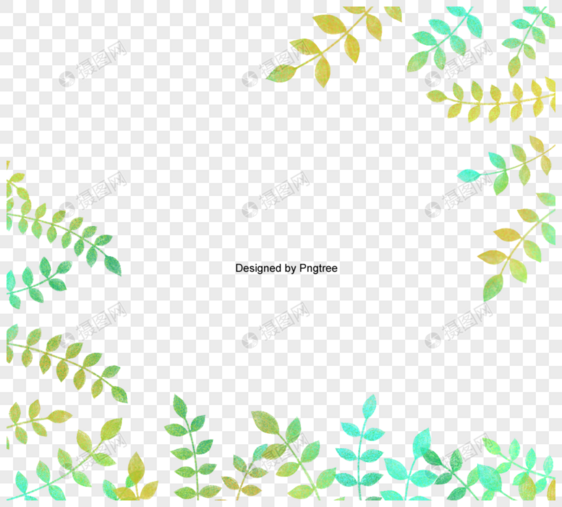 绿色树叶边框元素图片
