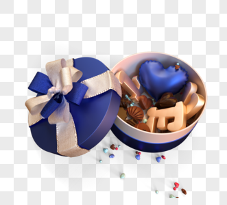 圆形蓝巧克力礼品盒图片