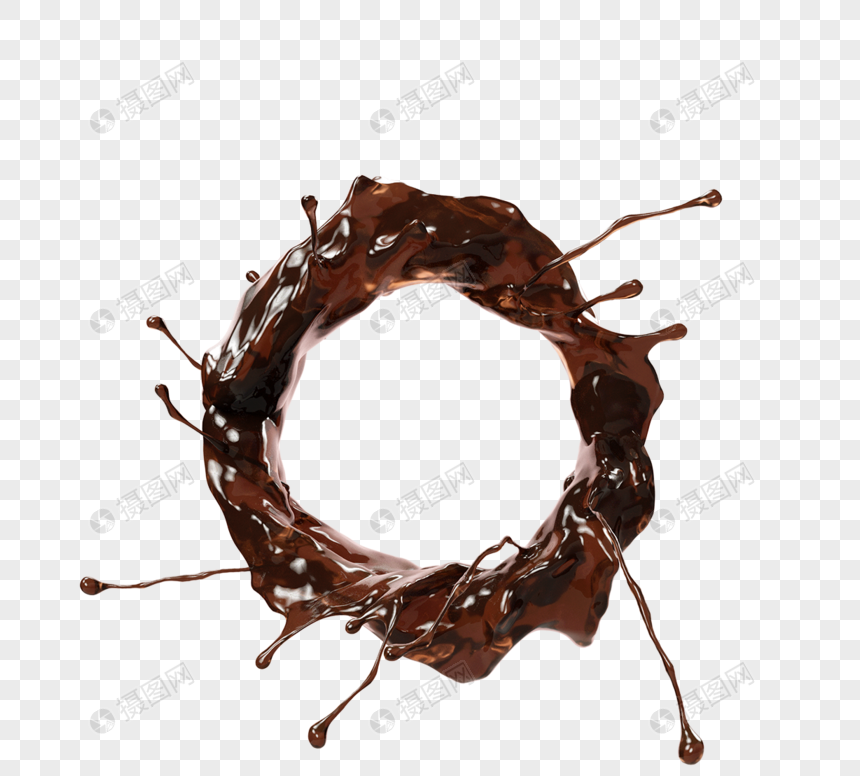圆环咖啡液体飞溅3d元素图片