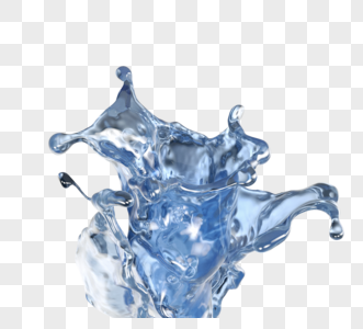 蓝色水花3d元素图片