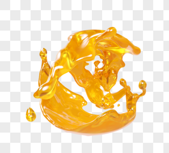 翻滚橙汁液体3d元素图片