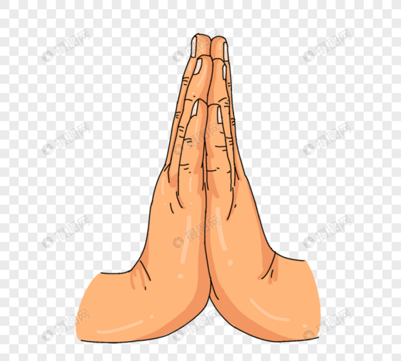 手绘线性风格祈祷手势双手合并图片