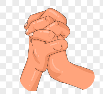 消除皱纹手绘卡通风格祈祷手势双手握着素材