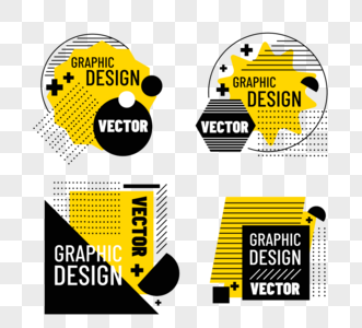 黄黑色几何风格销售标签高清图片