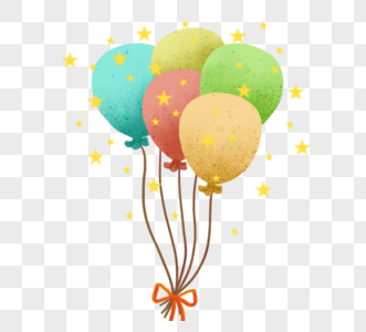肌理风格小金星生日装饰彩色气球高清图片