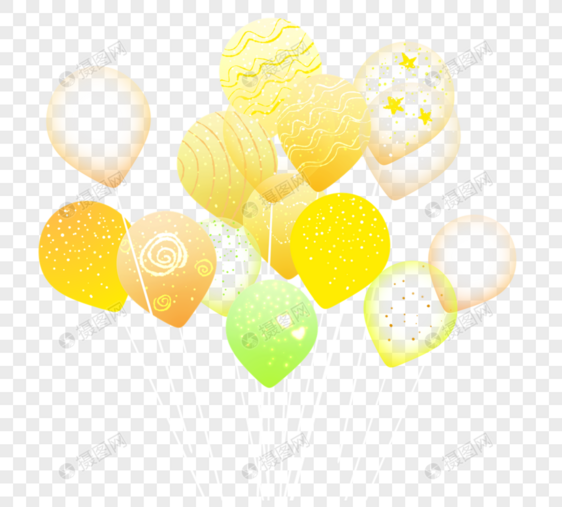 手绘风格黄色系生日气球图片