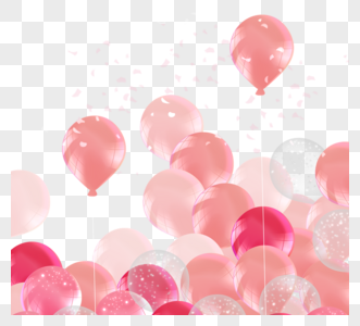 手绘风格粉色生日气球图片