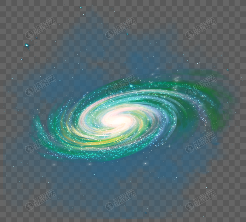 绿色颗粒感螺旋暗星系图片