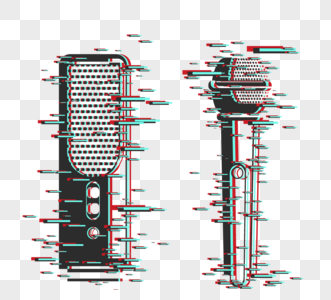 霓虹风格麦克风元素图片