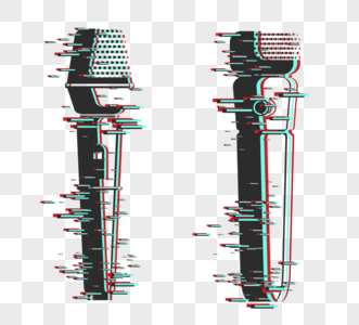 红蓝故障风话筒元素图片