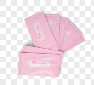 粉色单片包装消毒湿巾3d元素图片