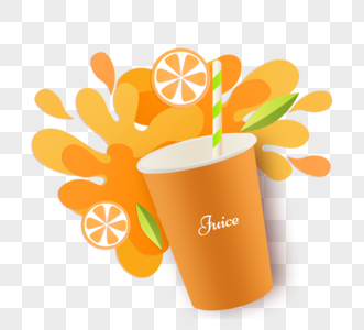 橙汁创意剪纸元素图片