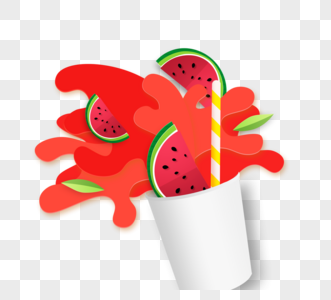 红色西瓜果汁元素图片