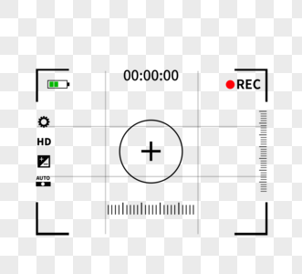 手绘设计黑白矢量图视频录制相机拍摄边框元素图片