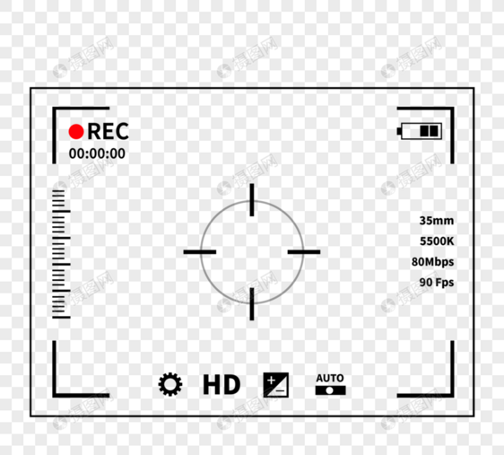 相机视频录制拍摄手绘设计黑色元素图片