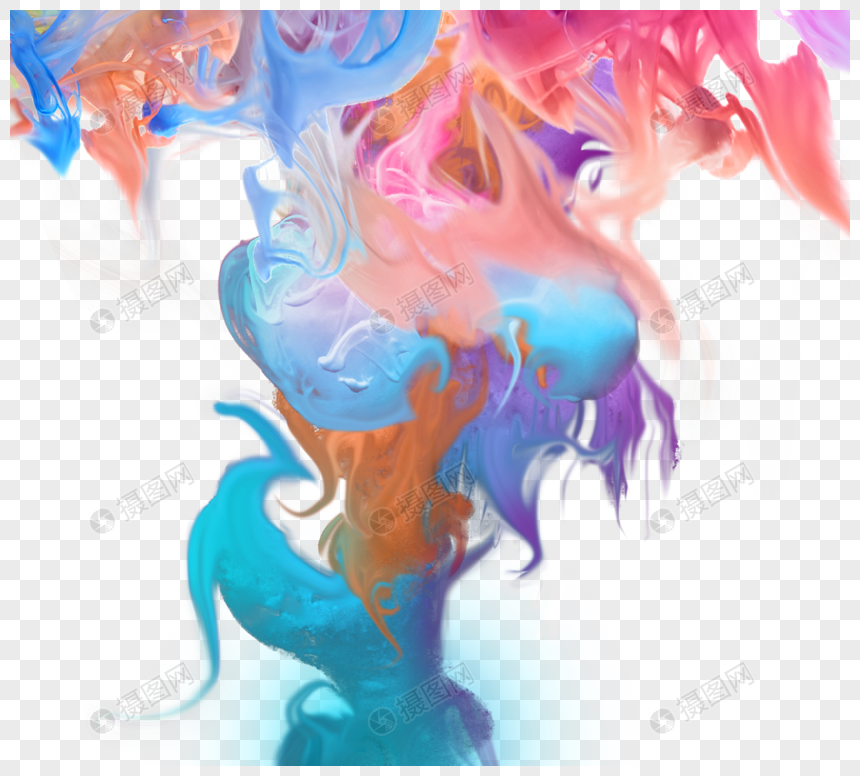 彩色抽象飞溅液体晕染元素图片