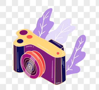 手绘紫色摄影机植物图片