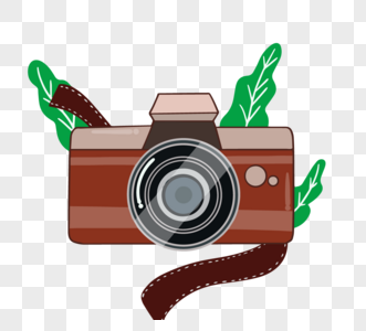 手绘棕色摄影机植物高清图片