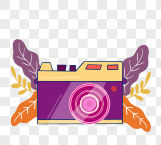 手绘卡通紫色照相机图片