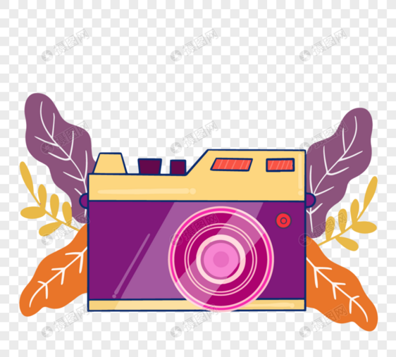 手绘卡通紫色照相机图片