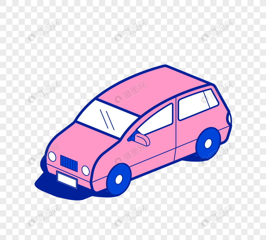 立体风格粉色创意私家汽车小汽车图片