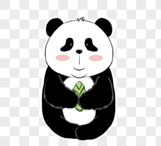 可爱手绘拿竹子熊猫图片