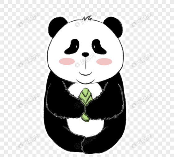 可爱手绘拿竹子熊猫图片
