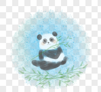 可爱手绘熊猫吃竹子图片