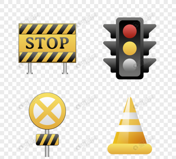 道路指示牌红绿灯元素图片