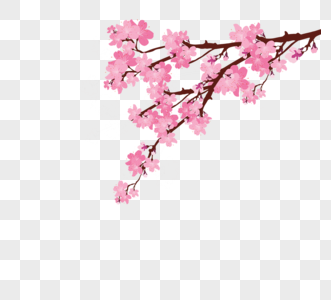 简洁粉色花朵树枝元素图片