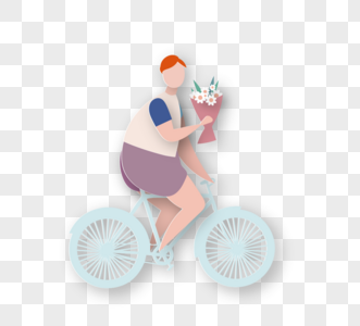 情人节男生骑自行车送花图片