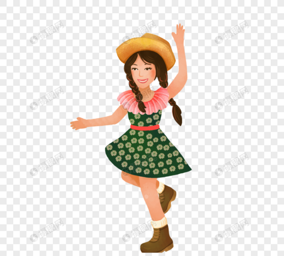 女士跳舞戴草帽女孩图片