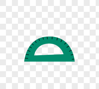 办公用品绿色圆角尺量角器高清图片