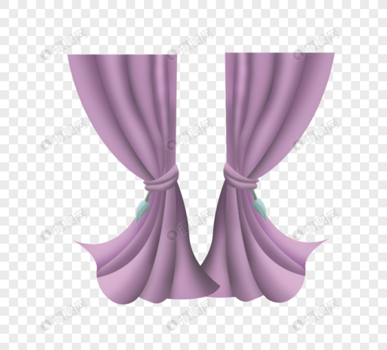 紫色扁平设计室内窗帘创意图片