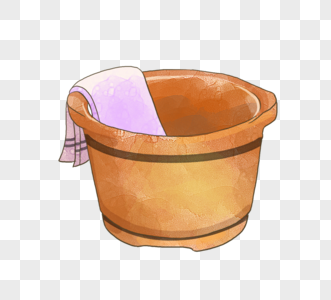 手绘黄色洗澡盆卡通图片素材