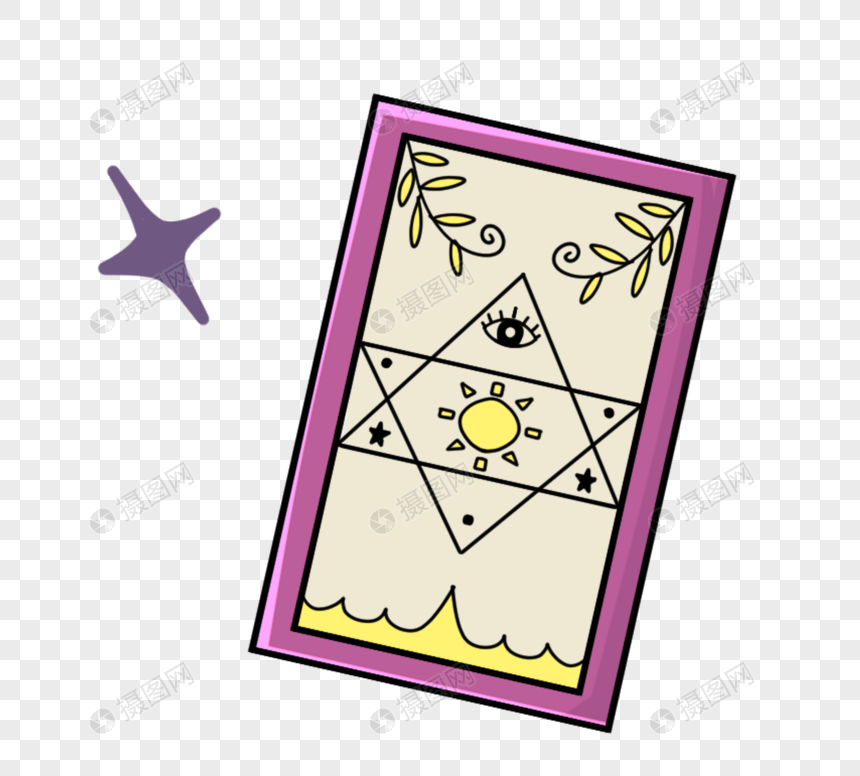 手绘卡通魔法器具六芒星阵法卡牌