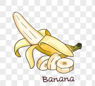 手绘香蕉可爱卡通英文装饰图片