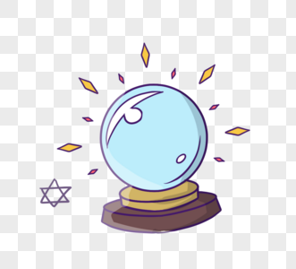 水晶球玻璃球手绘卡通魔法器具水晶球透明素材