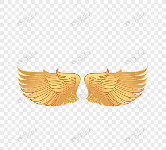 矢量金属金色天使翅膀手绘图片