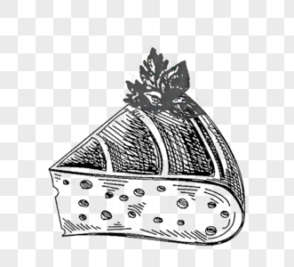 黑白色线描手绘大块面包图片