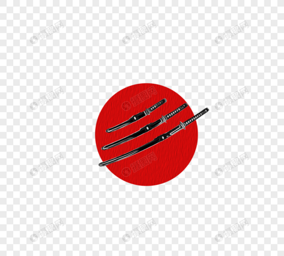 日本中短武士剪刀简单元素图片