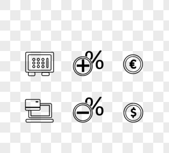简约扁平手绘黑色线条财务类图标图片