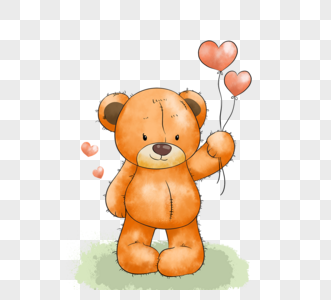 手绘棕色可爱卡通泰迪熊图片素材