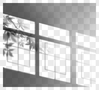 创意手绘照射窗户植物投影图片