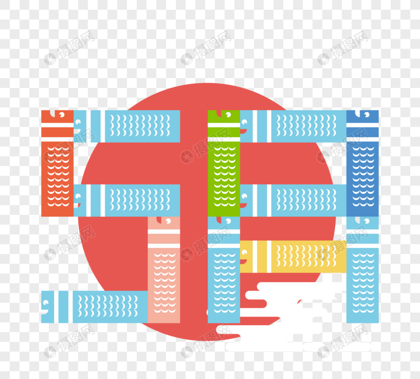 矢量5月鲤鱼旗素材元素素材下载 正版素材 摄图网