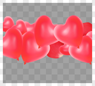红色浪漫爱心气球PNG元素图片