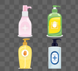 简洁彩色瓶装洗手液图片