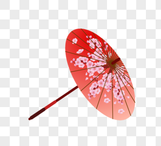 樱花花纹写实风格和伞元素矢量图图片