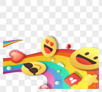 彩虹动感创意质感emoji标签高清图片